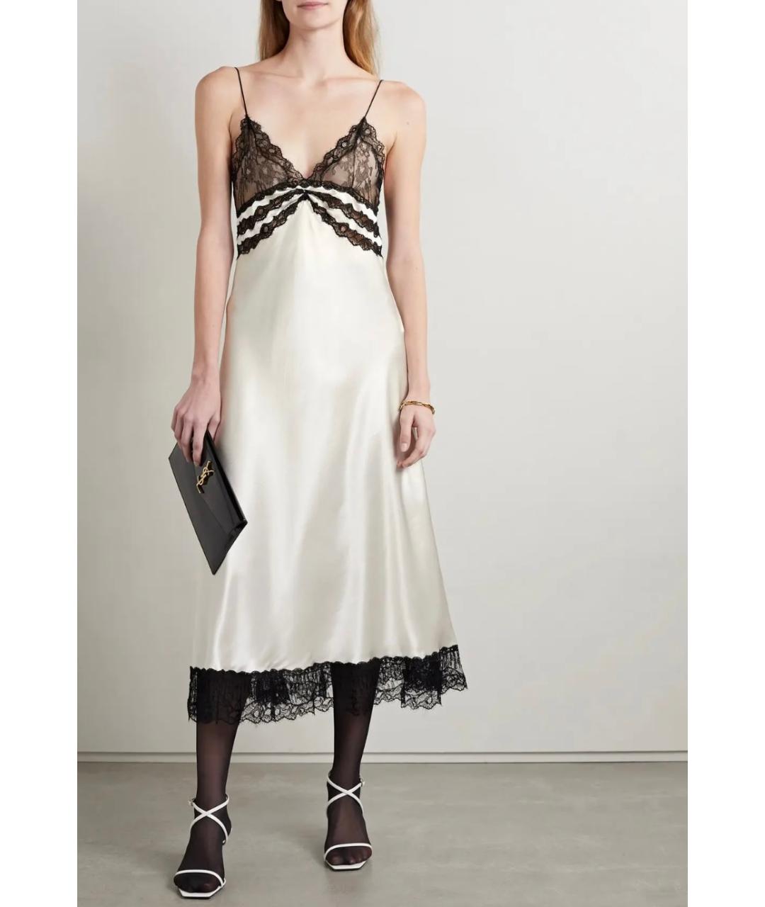 SAINT LAURENT Белое шелковое коктейльное платье, фото 6