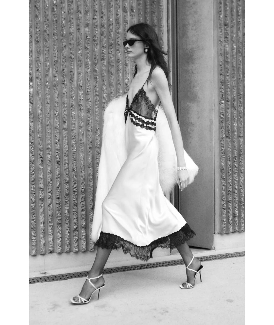 SAINT LAURENT Белое шелковое коктейльное платье, фото 3