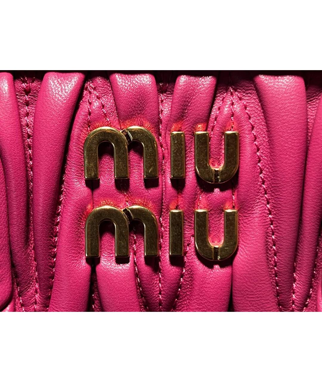 MIU MIU Коралловая кожаная сумка с короткими ручками, фото 6
