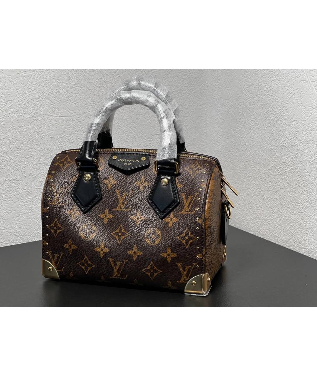 LOUIS VUITTON Коричневая кожаная сумка с короткими ручками, фото 6