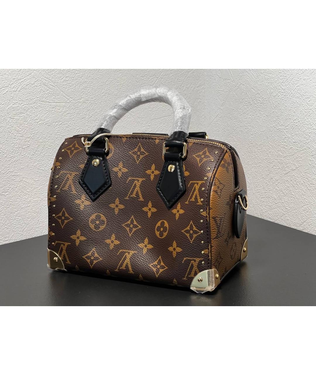 LOUIS VUITTON Коричневая кожаная сумка с короткими ручками, фото 2