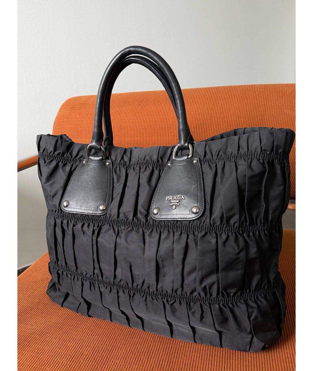PRADA Черная нейлоновая сумка тоут, фото 5
