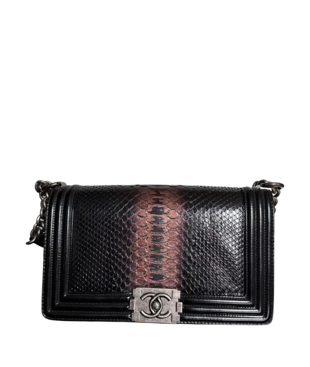 CHANEL Черная сумка через плечо из кожи питона, фото 1