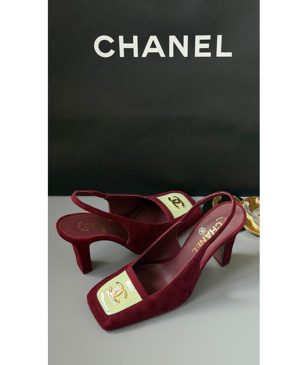 CHANEL Бордовые замшевые туфли, фото 2