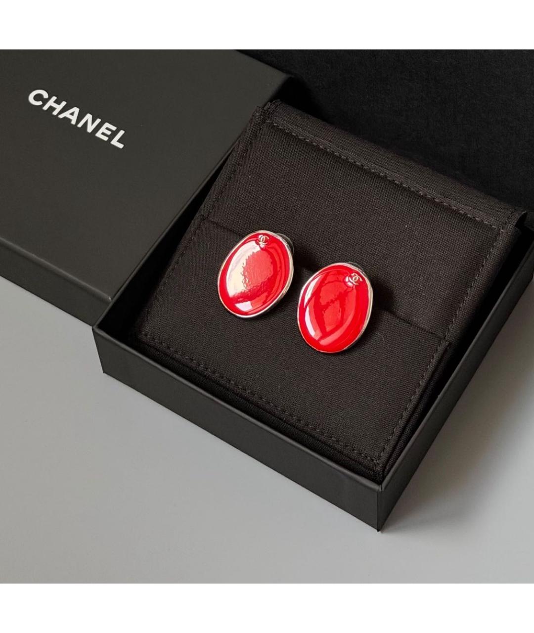 CHANEL Красные металлические серьги, фото 3