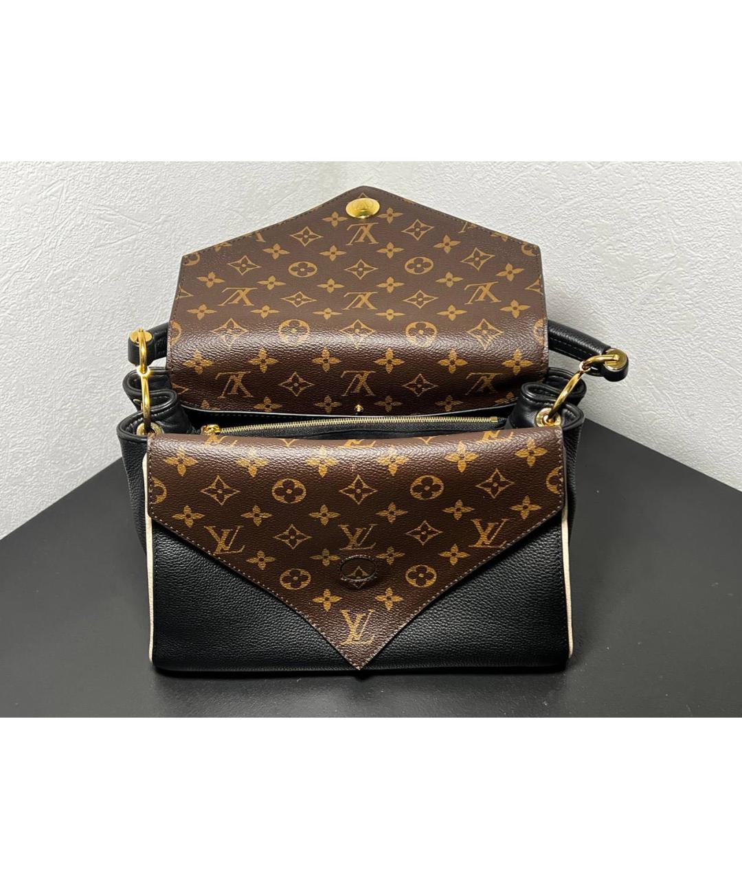 LOUIS VUITTON Черная кожаная сумка с короткими ручками, фото 4