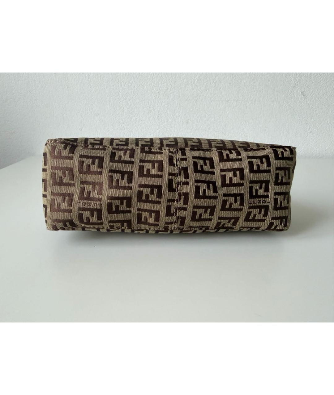 FENDI Коричневая сумка с короткими ручками из канвы, фото 6