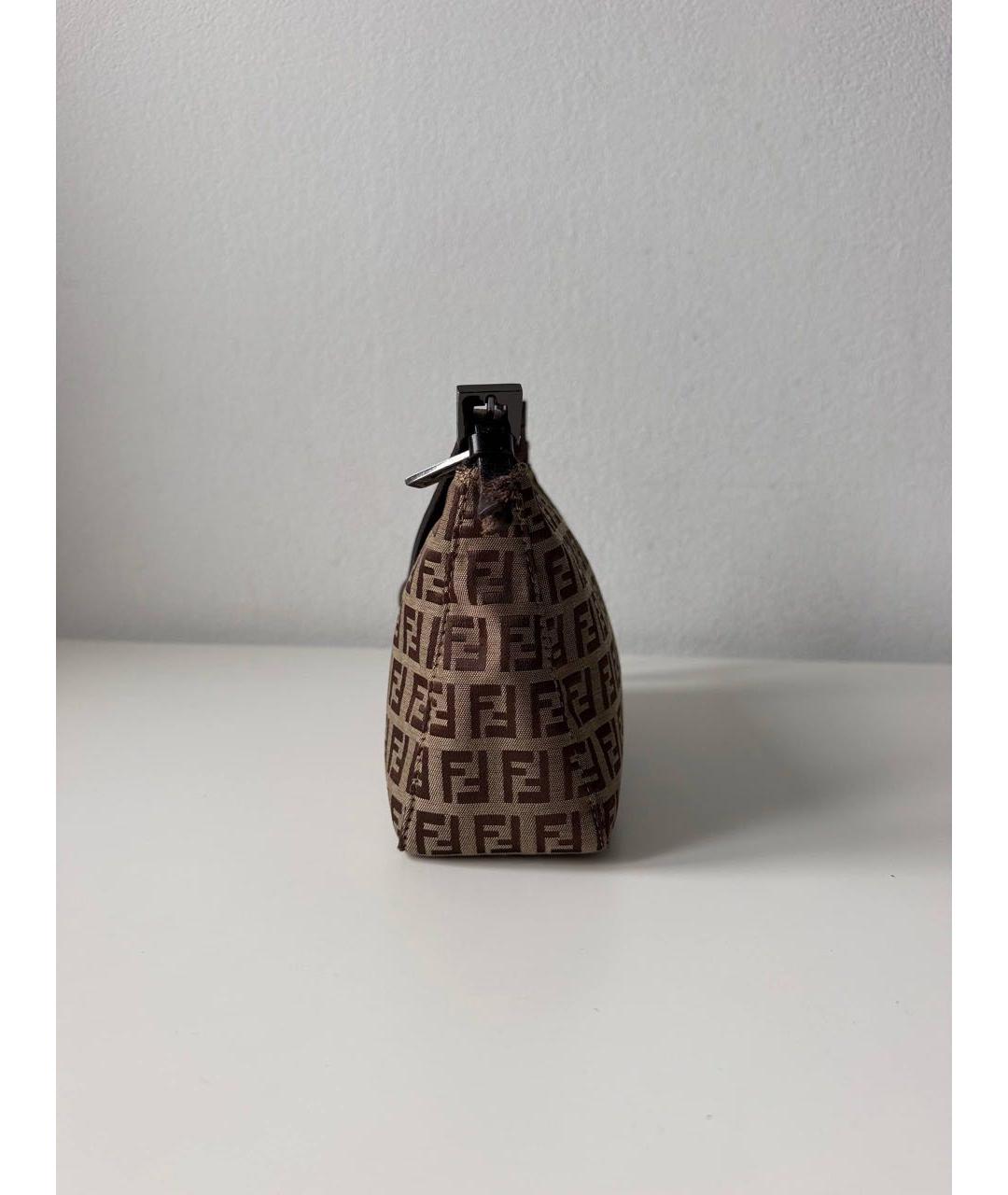 FENDI Коричневая сумка с короткими ручками из канвы, фото 2