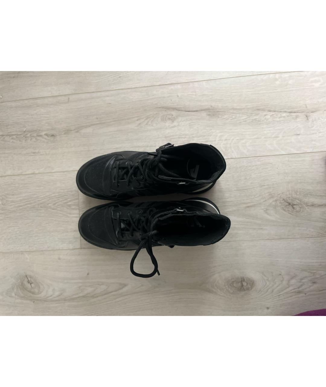 ADIDAS Черные кожаные высокие кроссовки / кеды, фото 3