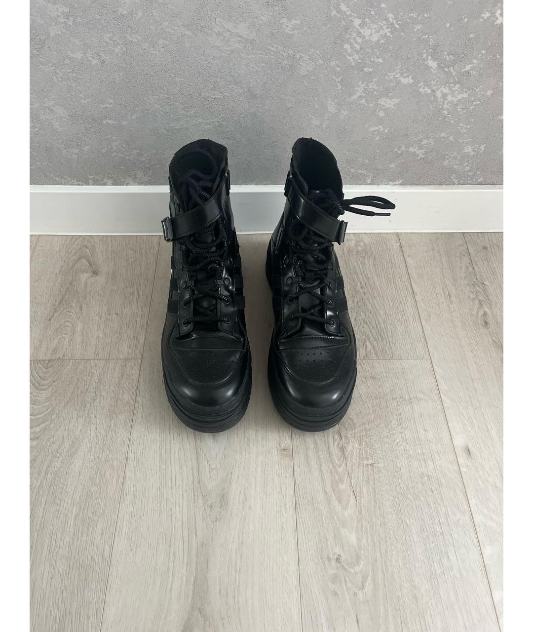 ADIDAS Черные кожаные высокие кроссовки / кеды, фото 2