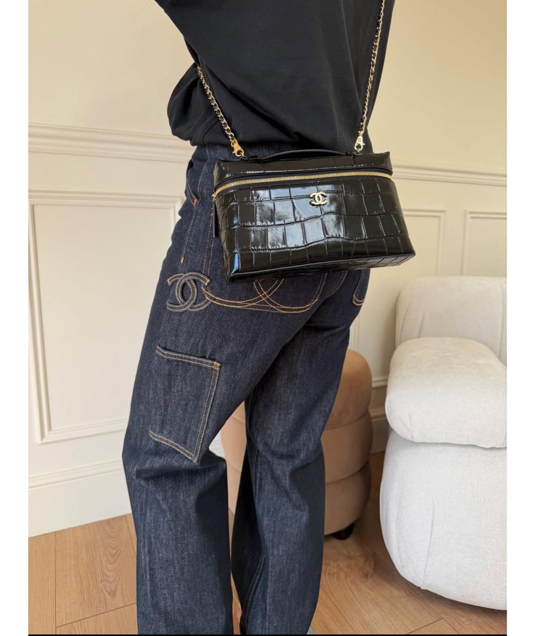 CHANEL Темно-синие хлопковые прямые джинсы, фото 3