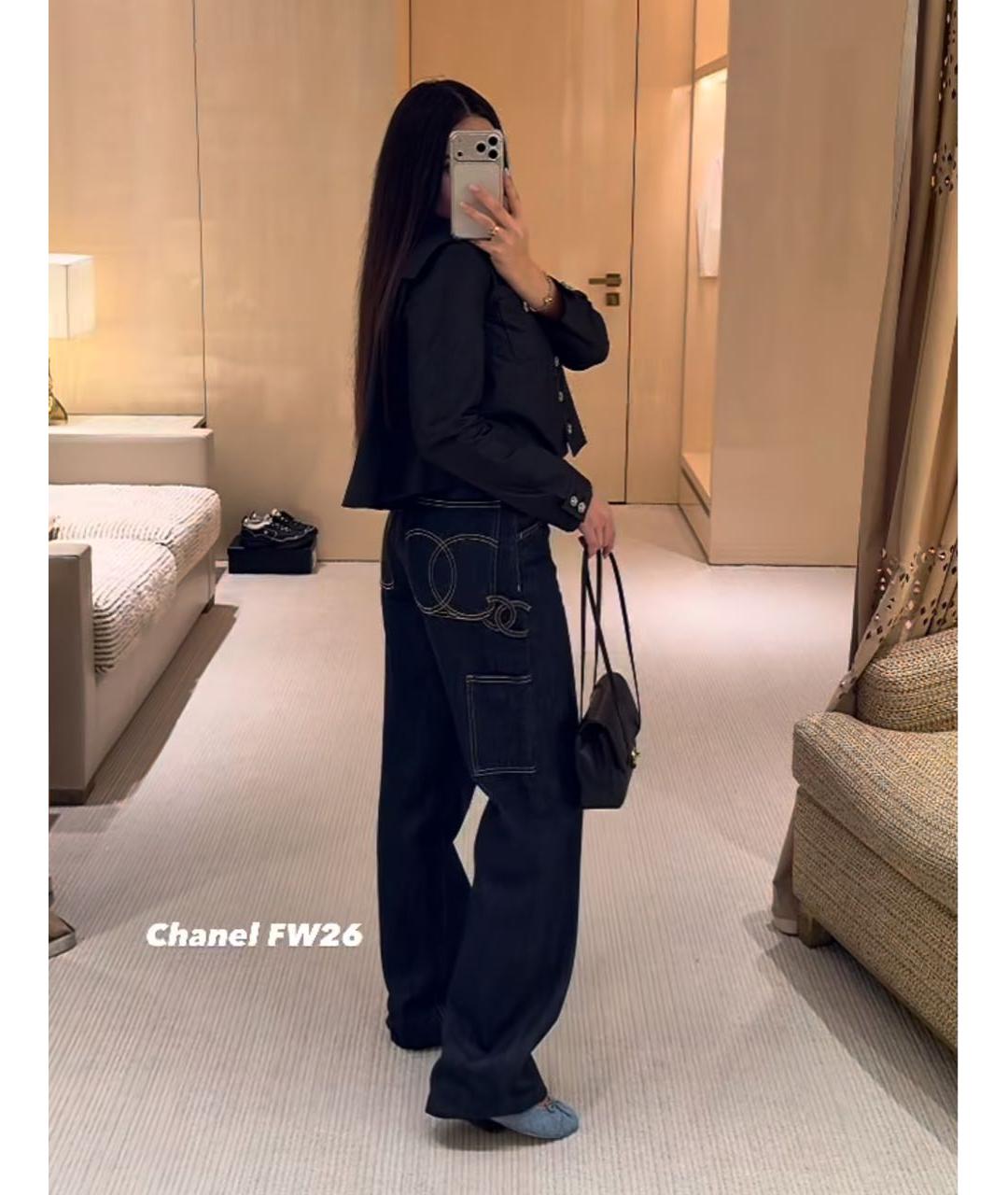 CHANEL Темно-синие хлопковые прямые джинсы, фото 4