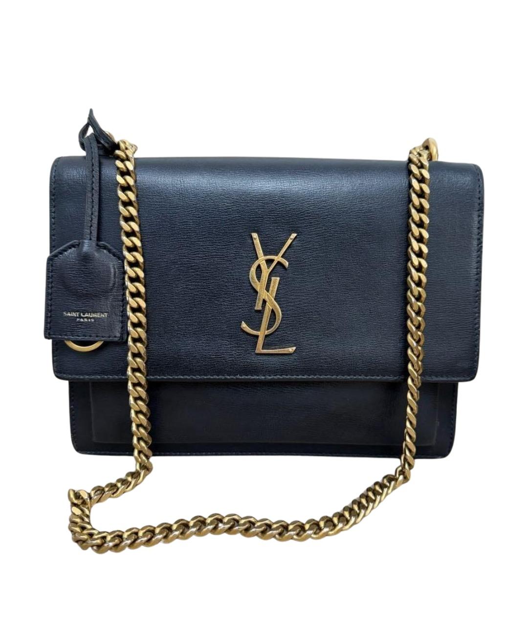 SAINT LAURENT Черная кожаная сумка через плечо, фото 1