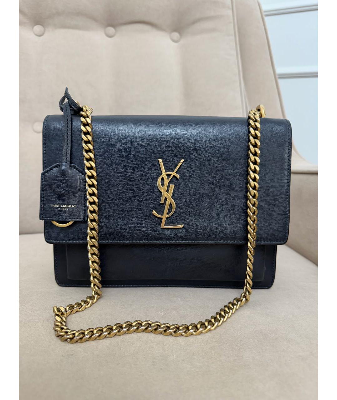 SAINT LAURENT Черная кожаная сумка через плечо, фото 8