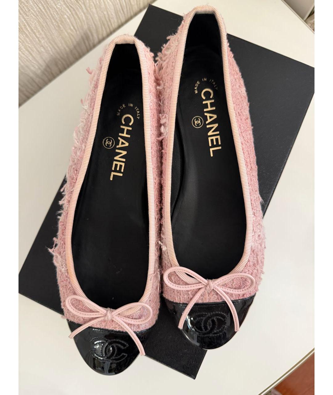 CHANEL Розовые текстильные балетки, фото 2