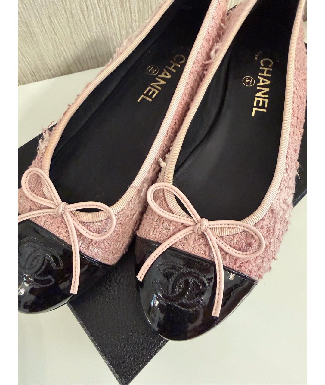CHANEL Розовые текстильные балетки, фото 3