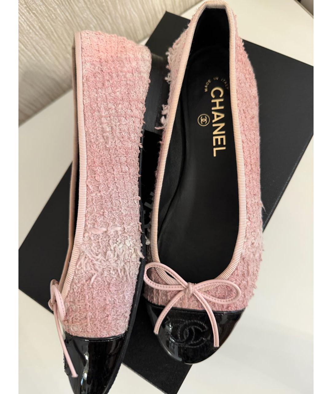 CHANEL Розовые текстильные балетки, фото 7