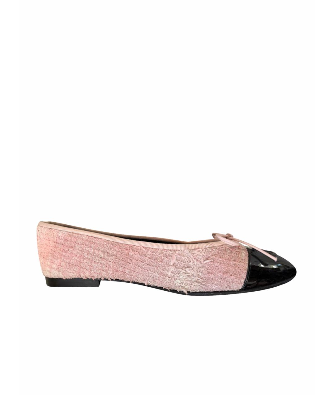 CHANEL Розовые текстильные балетки, фото 1