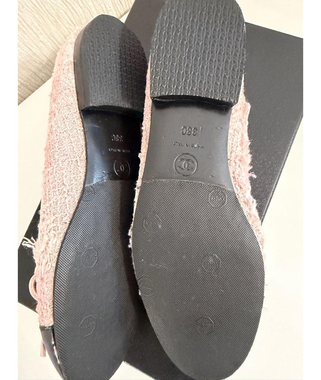 CHANEL Розовые текстильные балетки, фото 4