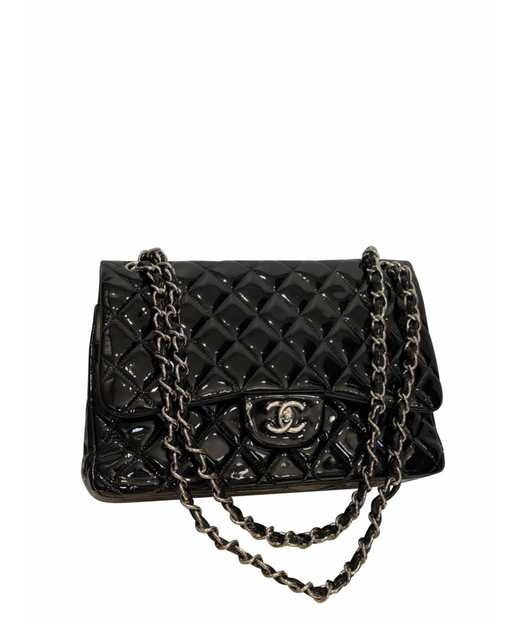 CHANEL Черная сумка через плечо из лакированной кожи, фото 1