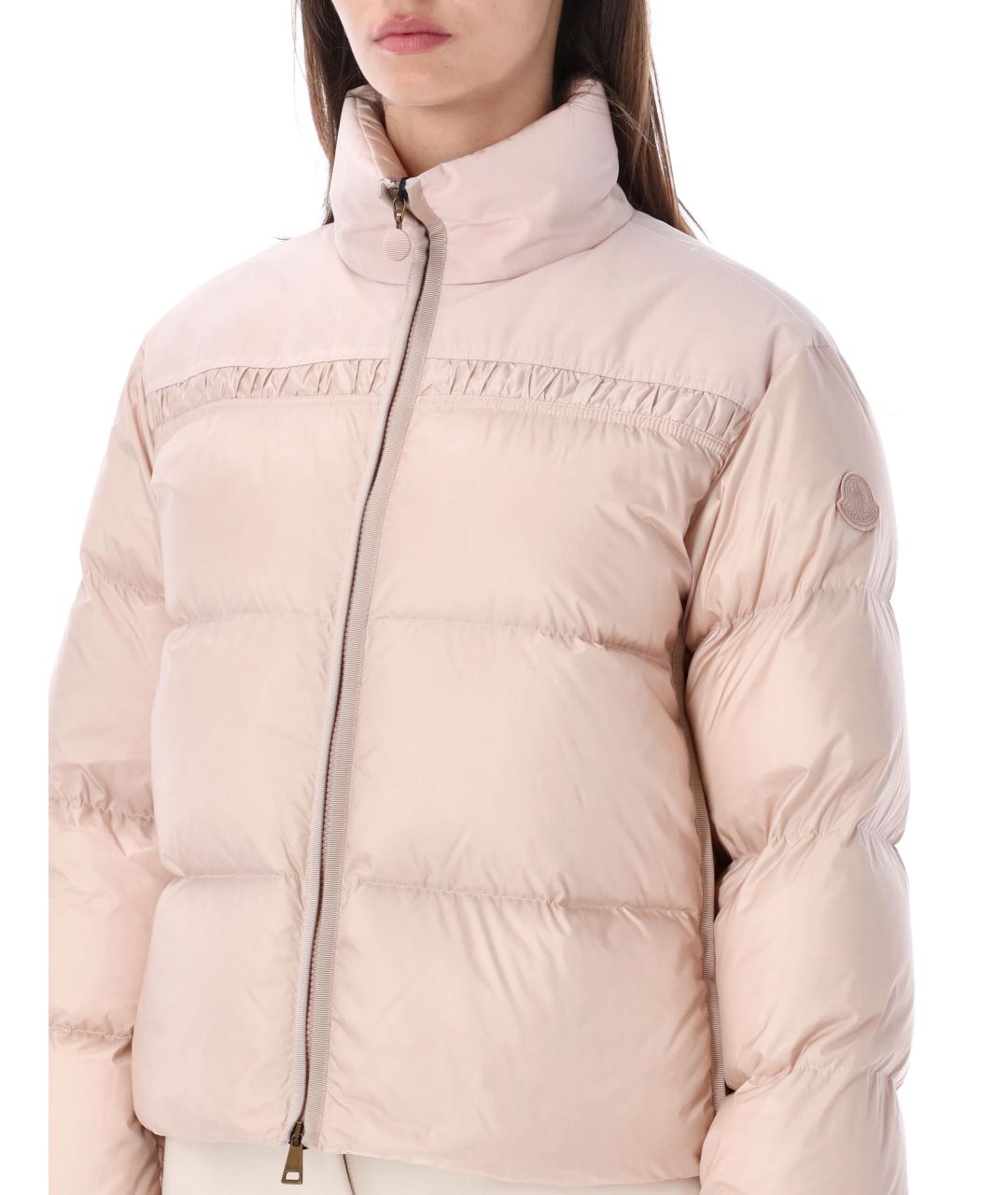 MONCLER Розовый синтетический пуховик, фото 3