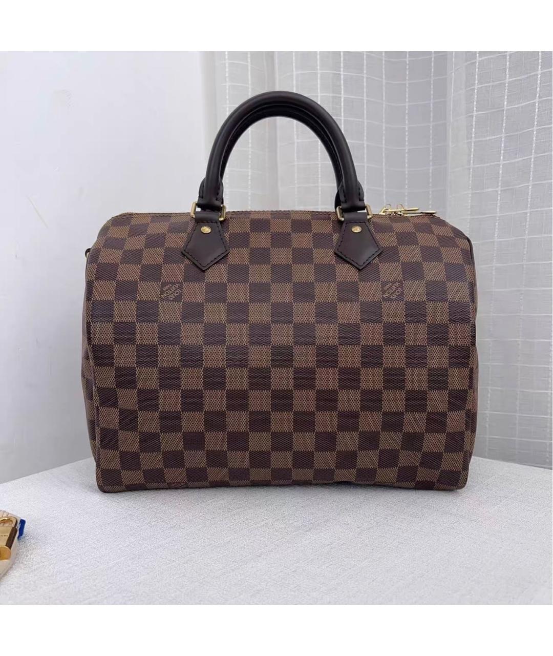 LOUIS VUITTON Коричневая сумка с короткими ручками из канвы, фото 2