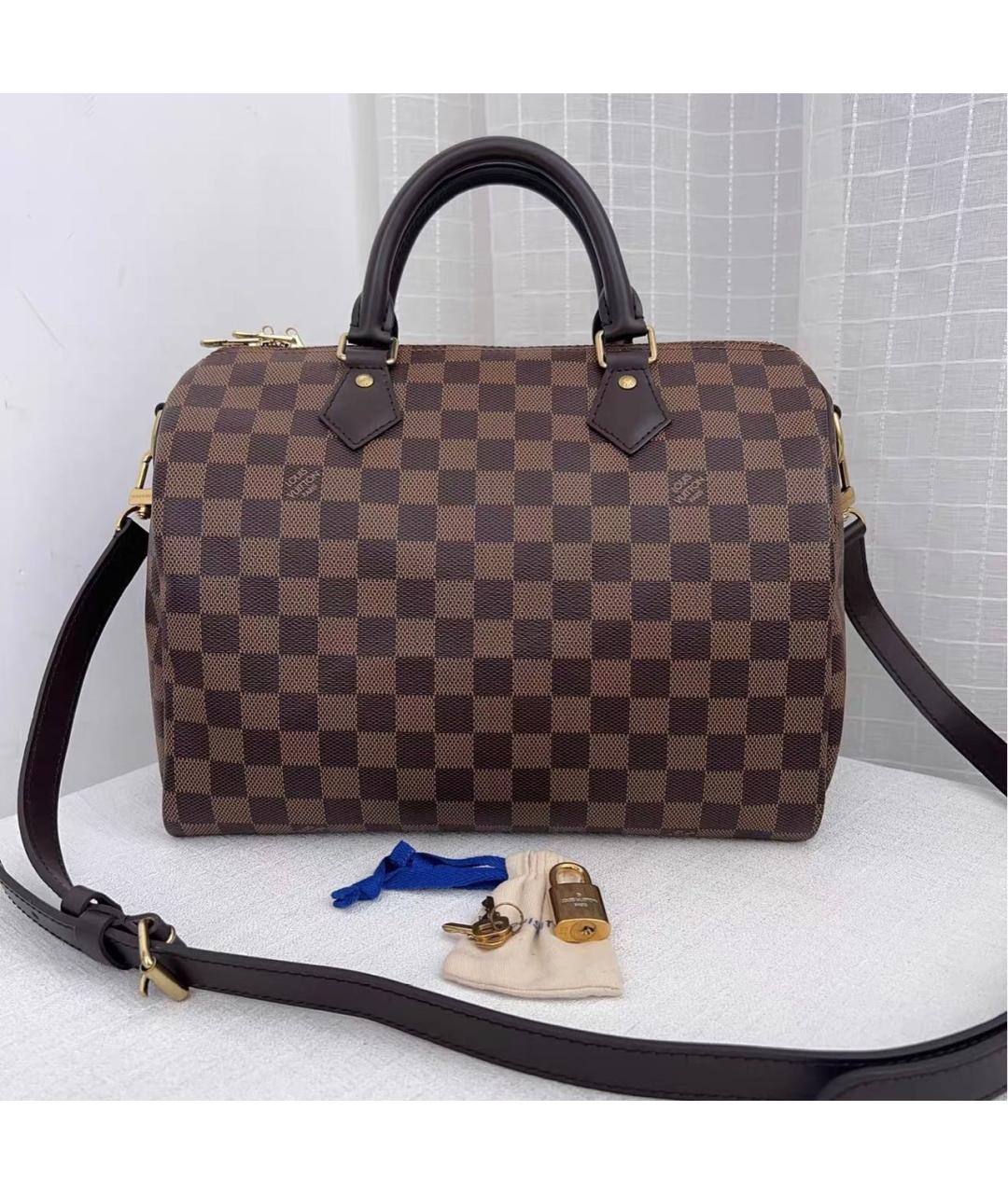 LOUIS VUITTON Коричневая сумка с короткими ручками из канвы, фото 9