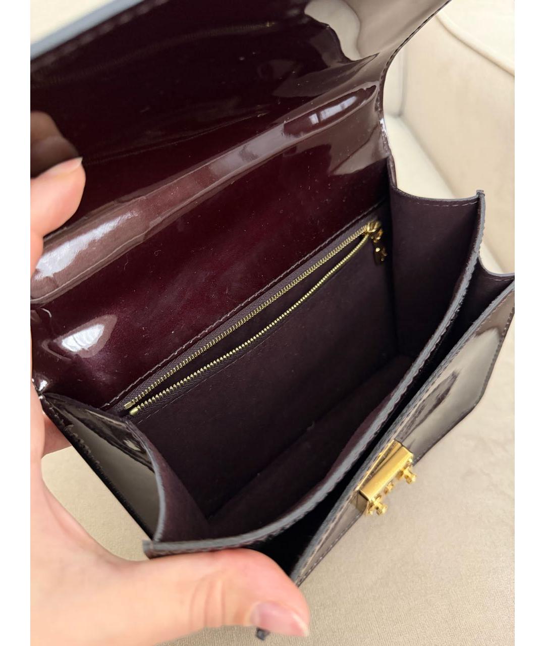 LOUIS VUITTON Бордовая сумка через плечо из лакированной кожи, фото 4