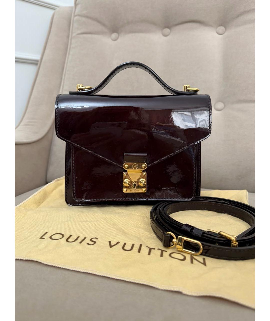 LOUIS VUITTON Бордовая сумка через плечо из лакированной кожи, фото 9