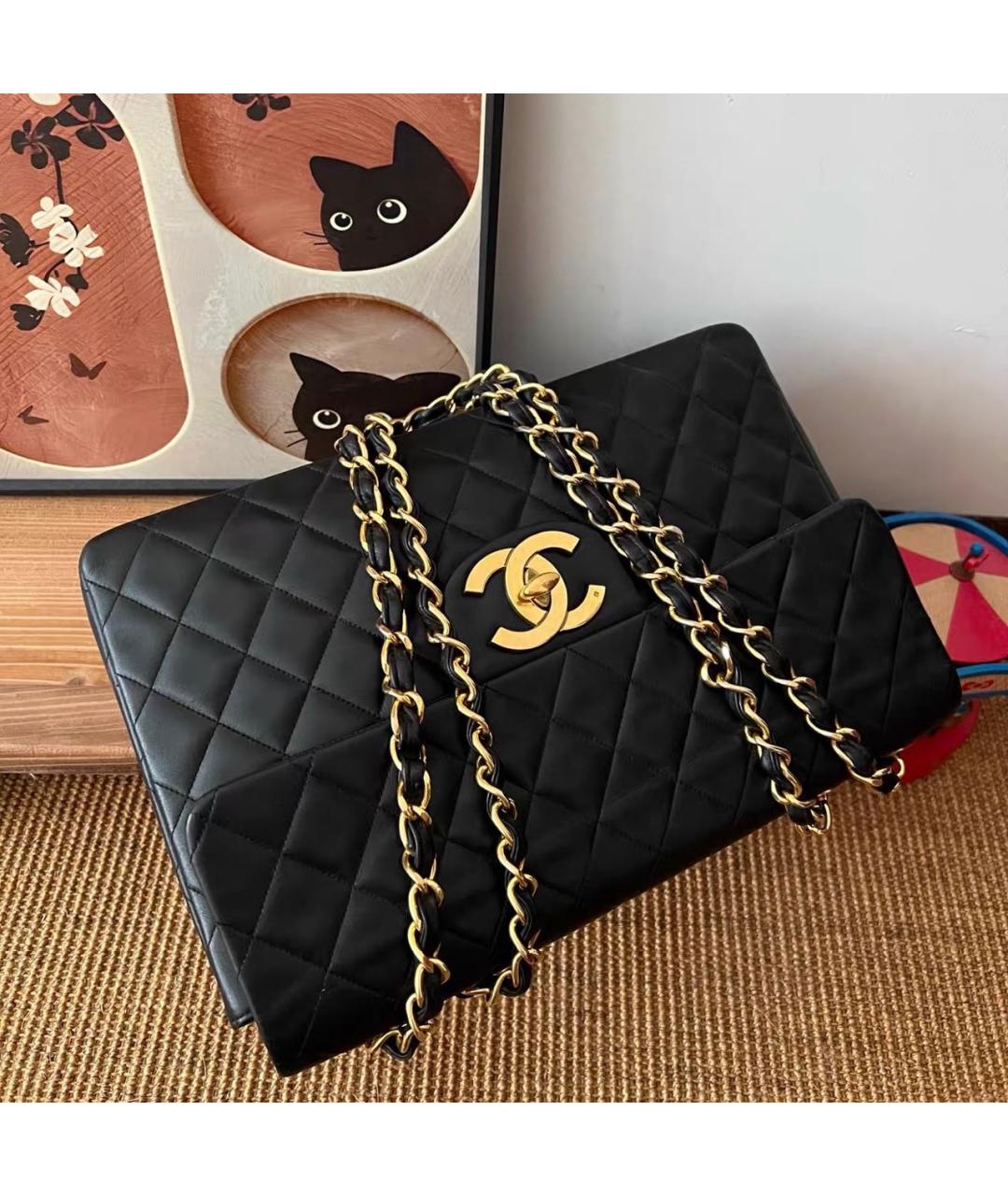 CHANEL Черная кожаная сумка тоут, фото 4
