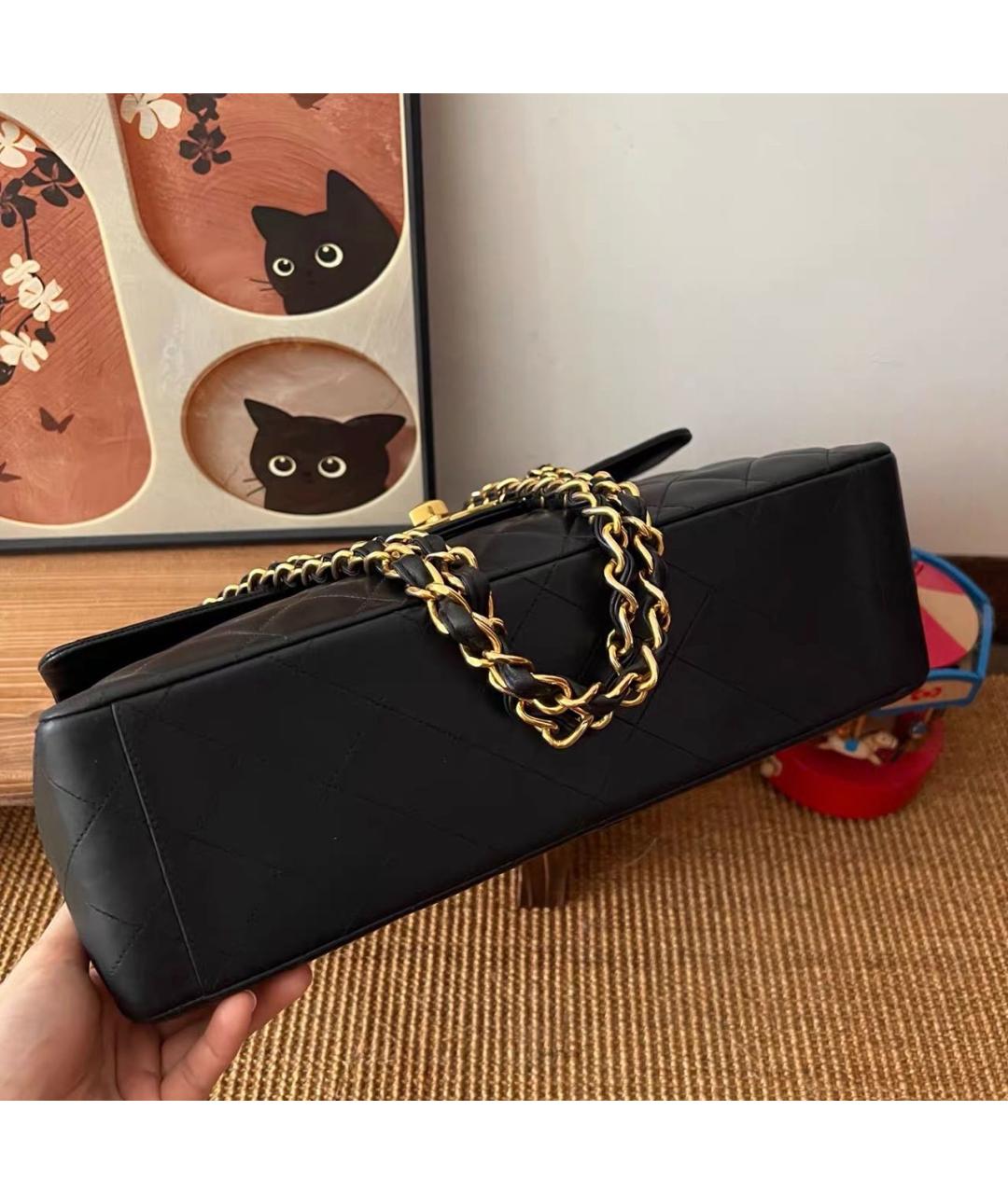 CHANEL Черная кожаная сумка тоут, фото 5