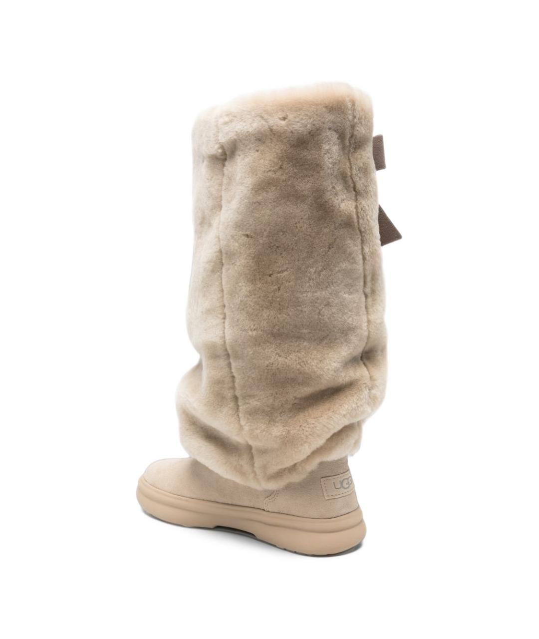 UGG Бежевые кожаные сапоги, фото 4