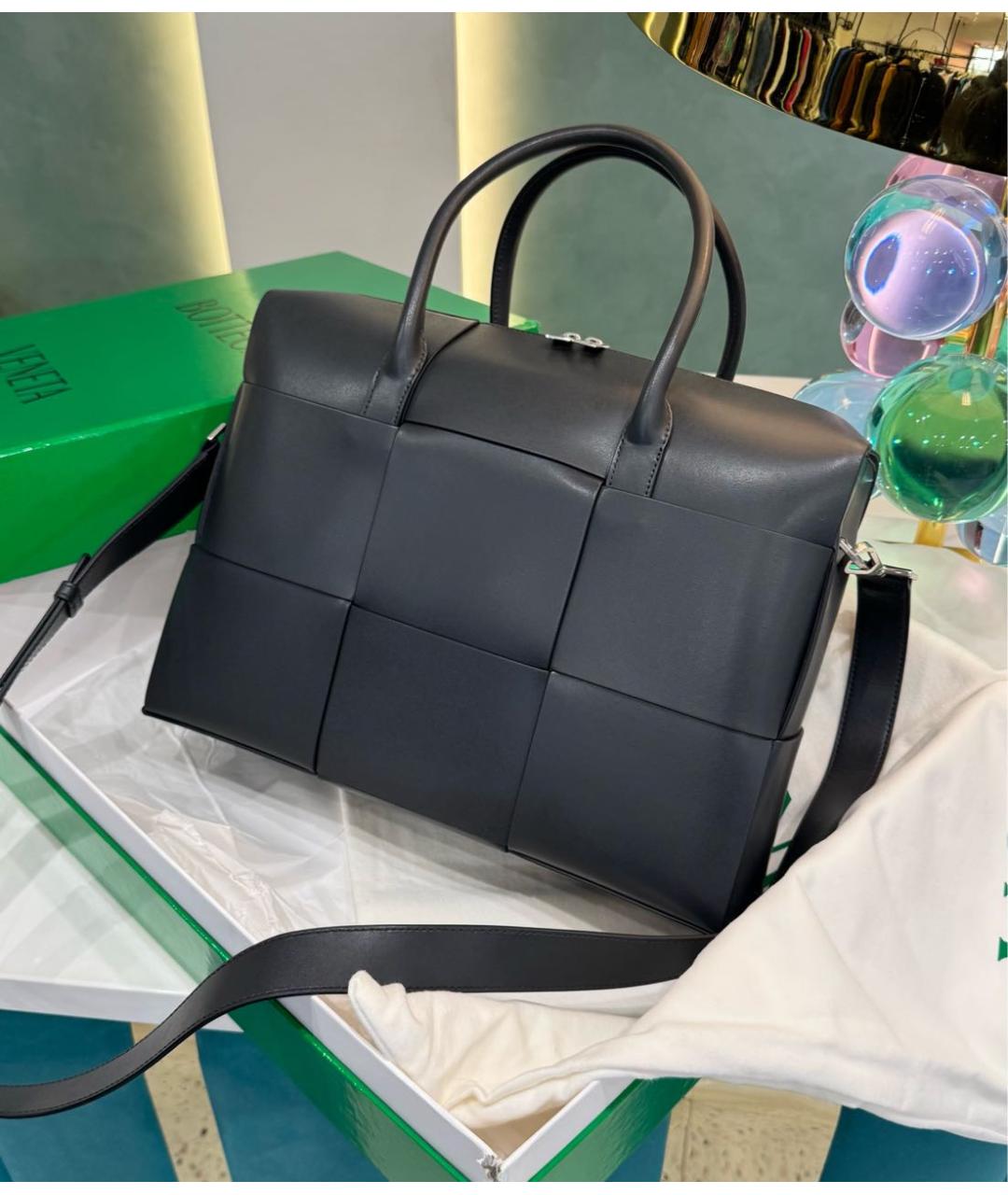 BOTTEGA VENETA Черный кожаный портфель, фото 8