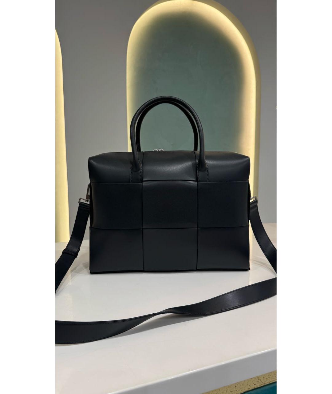 BOTTEGA VENETA Черный кожаный портфель, фото 9