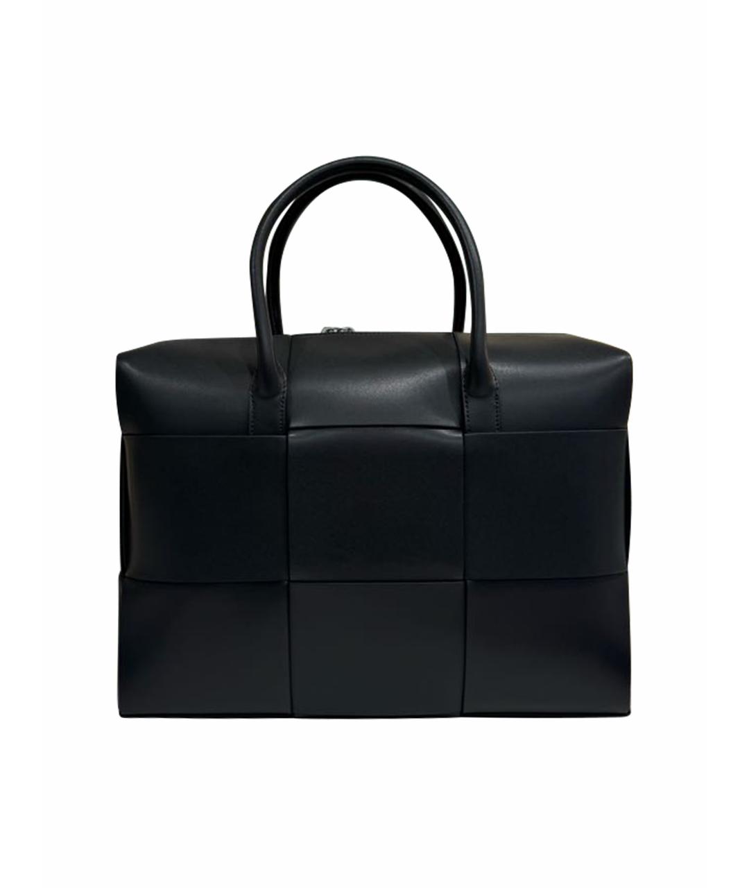 BOTTEGA VENETA Черный кожаный портфель, фото 1