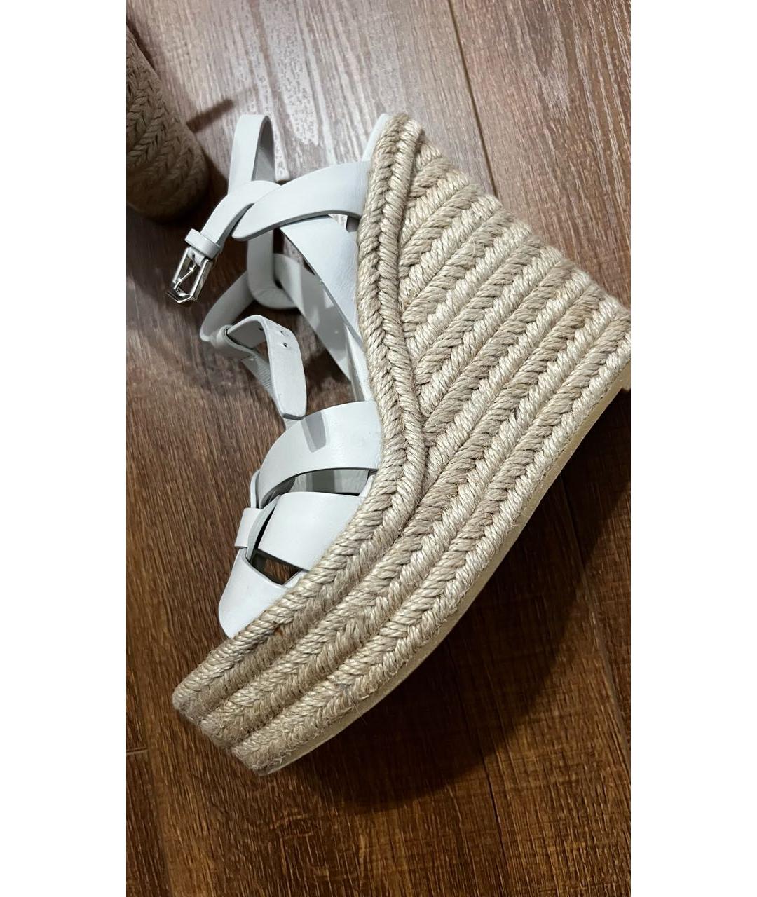 SAINT LAURENT Белые кожаные сабо, фото 3