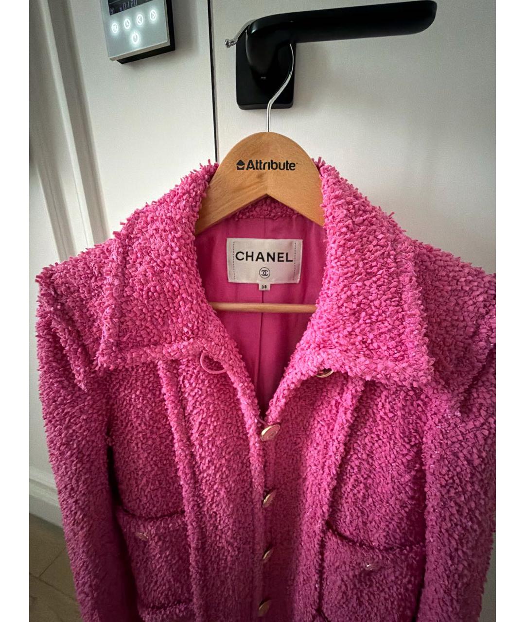 CHANEL Розовый твидовый жакет/пиджак, фото 3