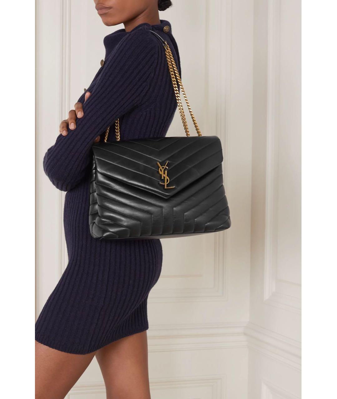 SAINT LAURENT Черная кожаная сумка с короткими ручками, фото 2