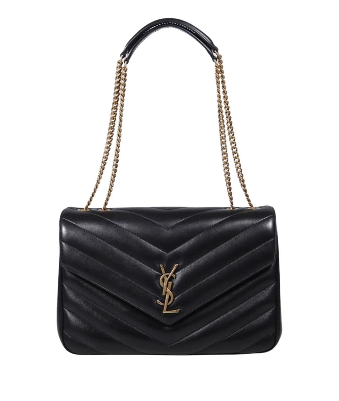 SAINT LAURENT Черная кожаная сумка с короткими ручками, фото 1