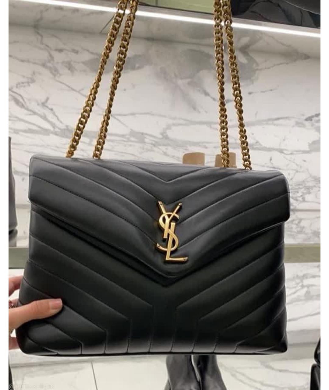 SAINT LAURENT Черная кожаная сумка с короткими ручками, фото 4