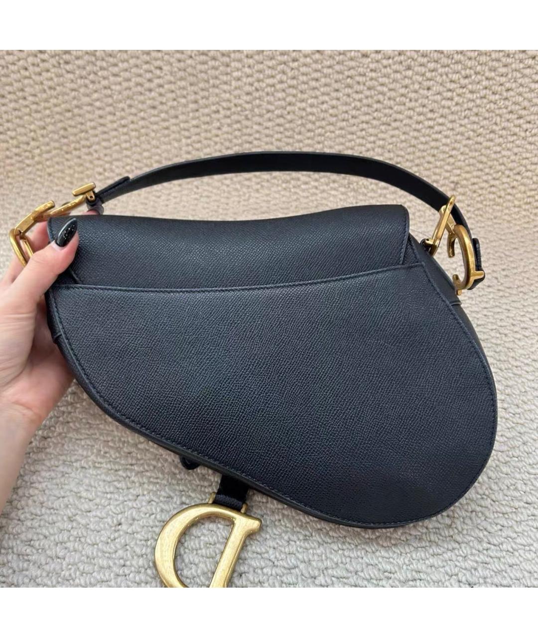 CHRISTIAN DIOR Черная кожаная сумка с короткими ручками, фото 3