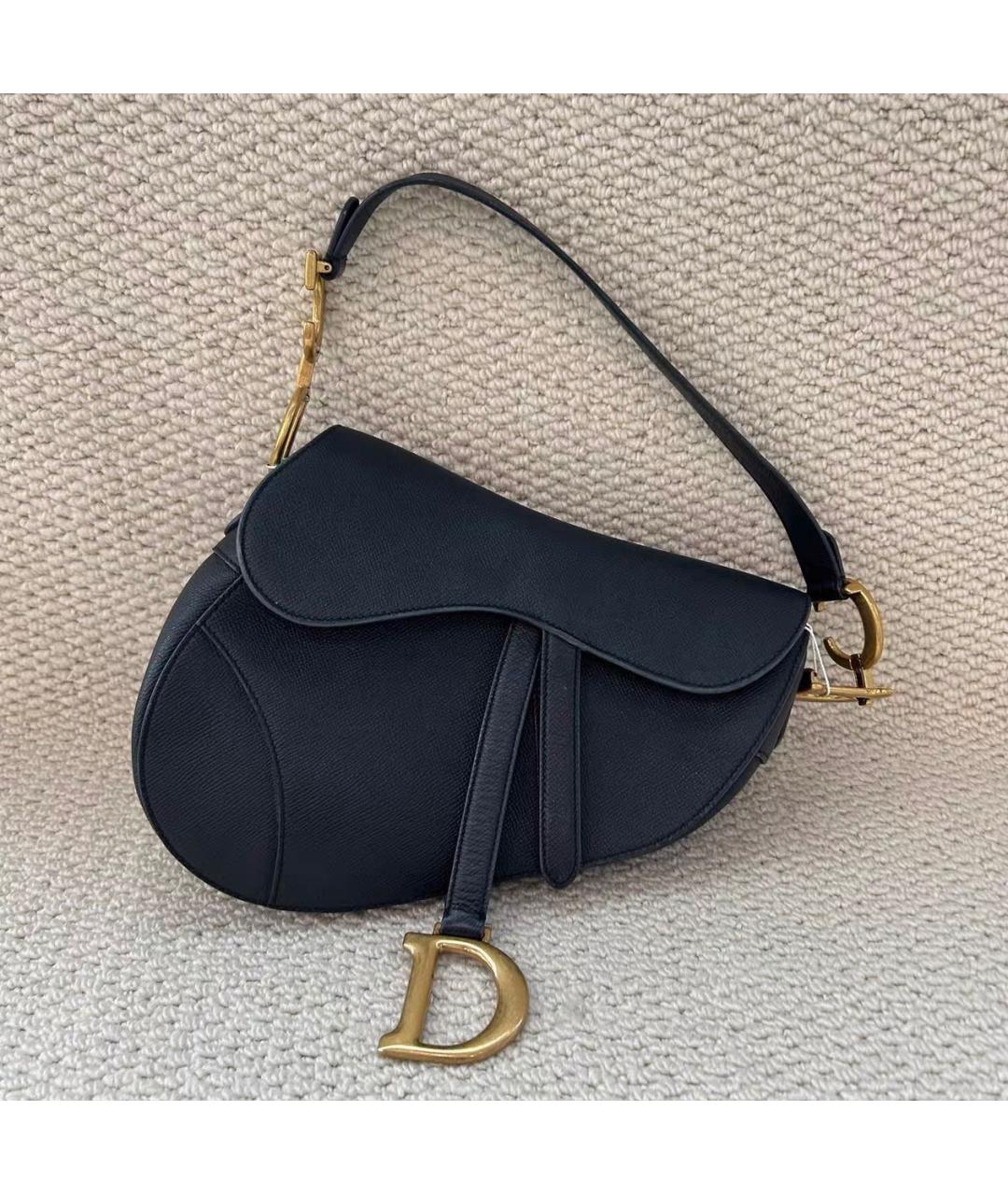 CHRISTIAN DIOR Черная кожаная сумка с короткими ручками, фото 7
