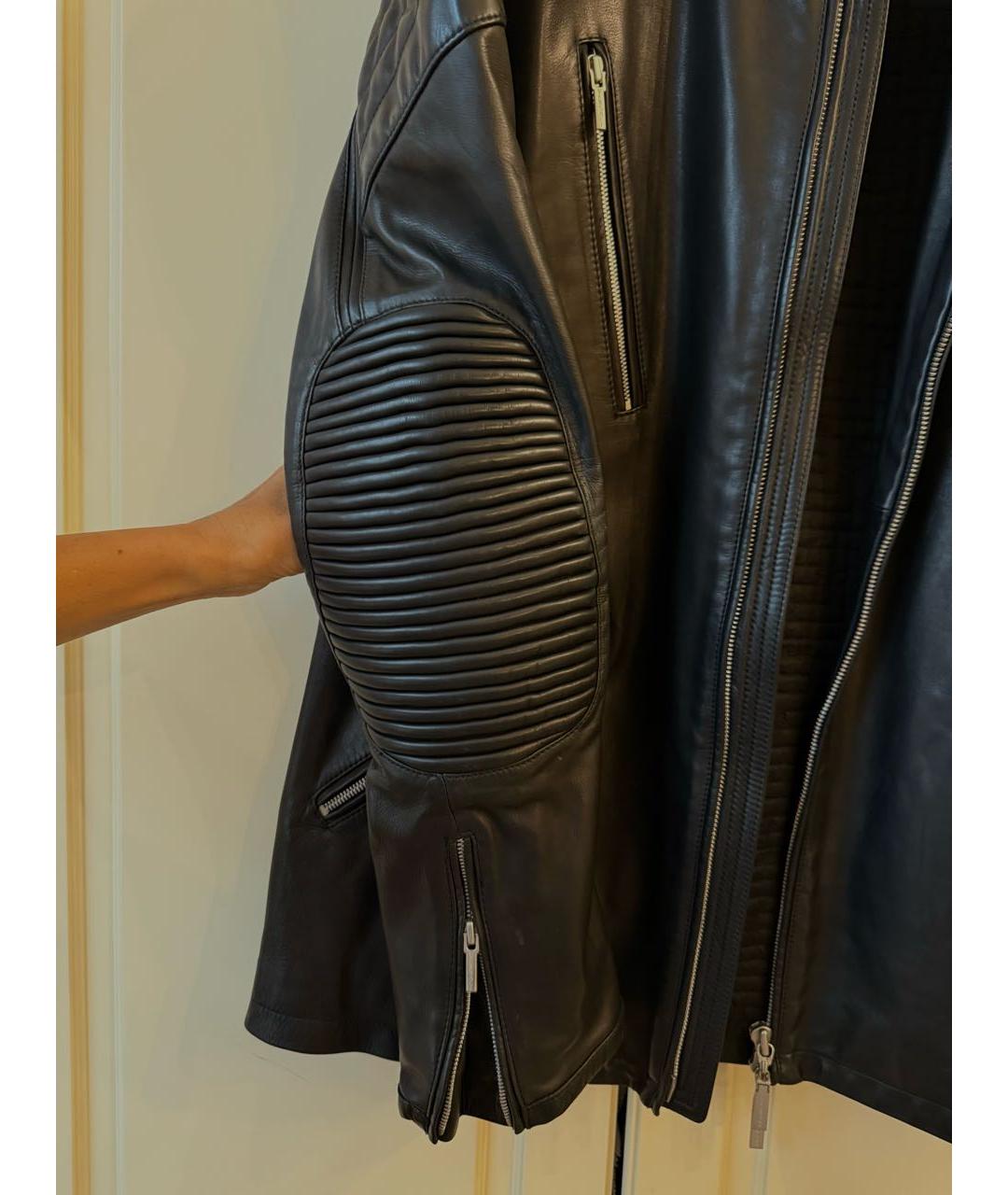 VERSACE Черная кожаная куртка, фото 4