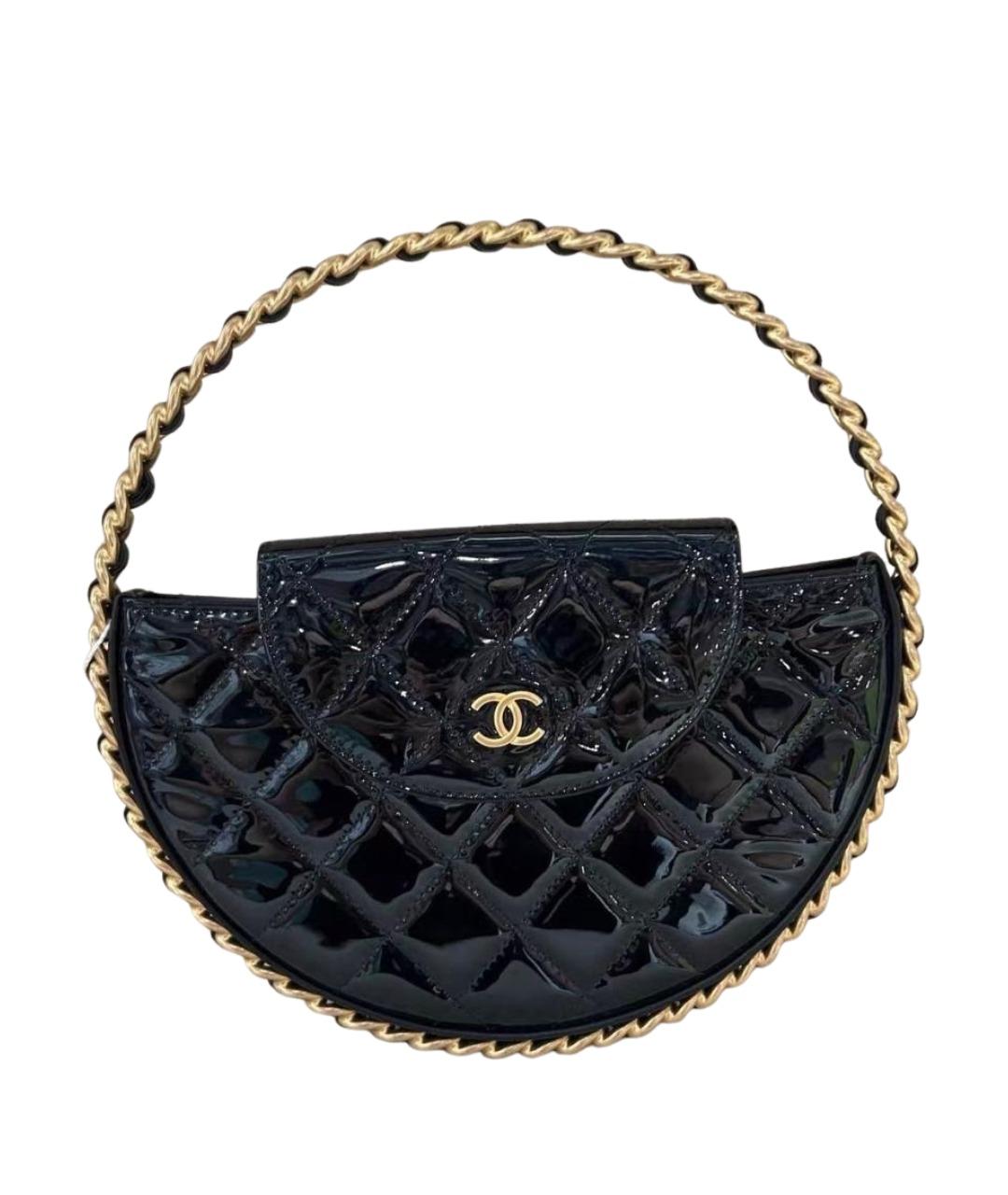 CHANEL Черная сумка с короткими ручками из лакированной кожи, фото 1