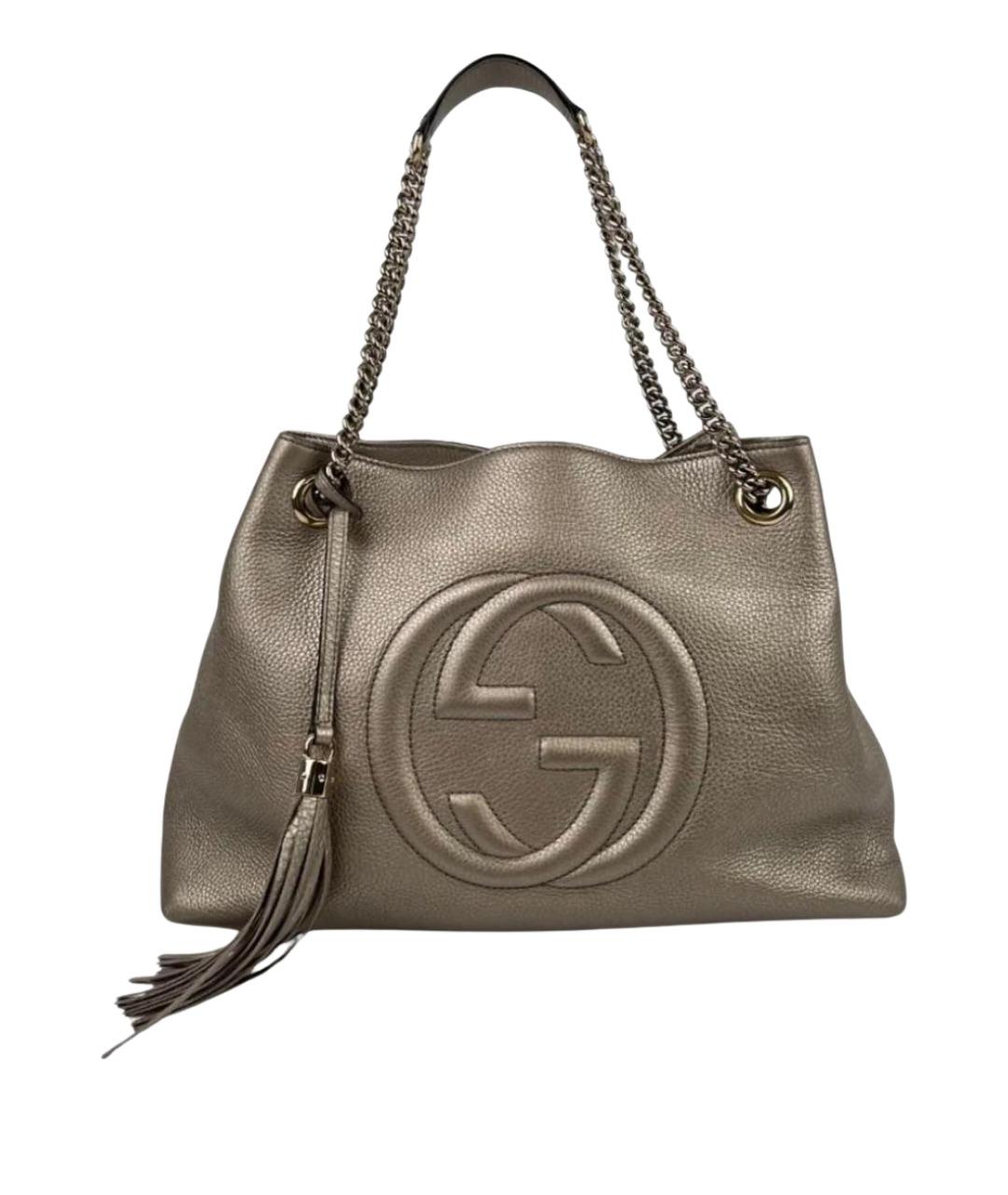 GUCCI Золотая кожаная сумка тоут, фото 1