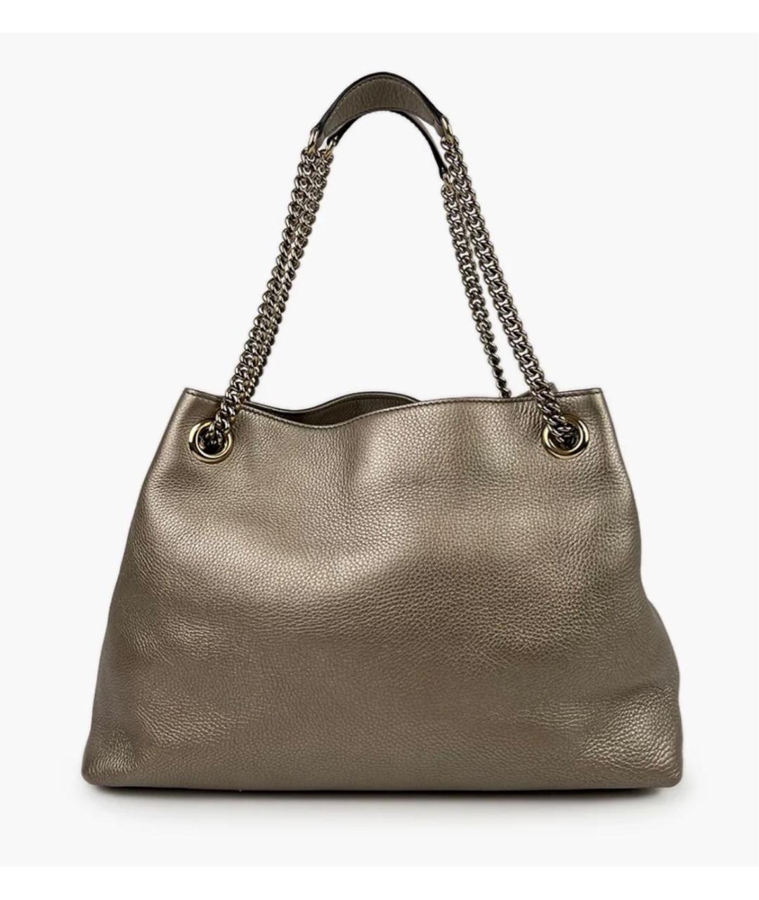 GUCCI Золотая кожаная сумка тоут, фото 3