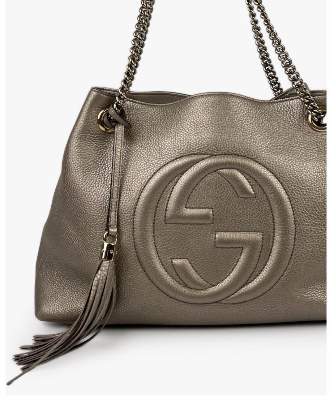 GUCCI Золотая кожаная сумка тоут, фото 2