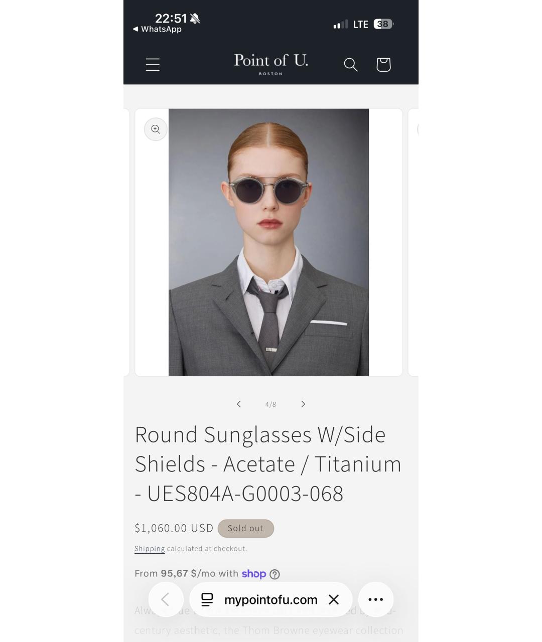 THOM BROWNE Антрацитовые металлические солнцезащитные очки, фото 7