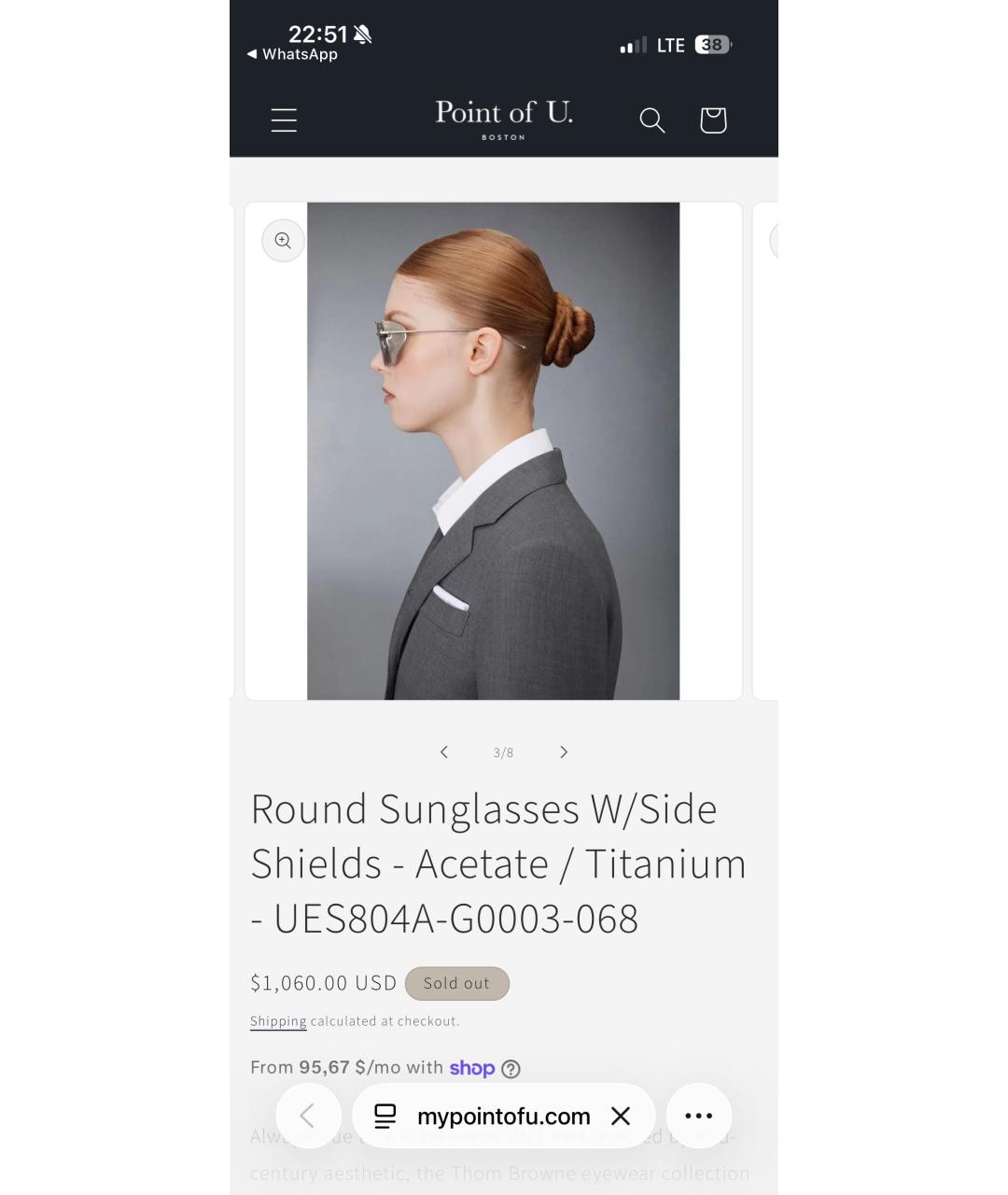 THOM BROWNE Антрацитовые металлические солнцезащитные очки, фото 6