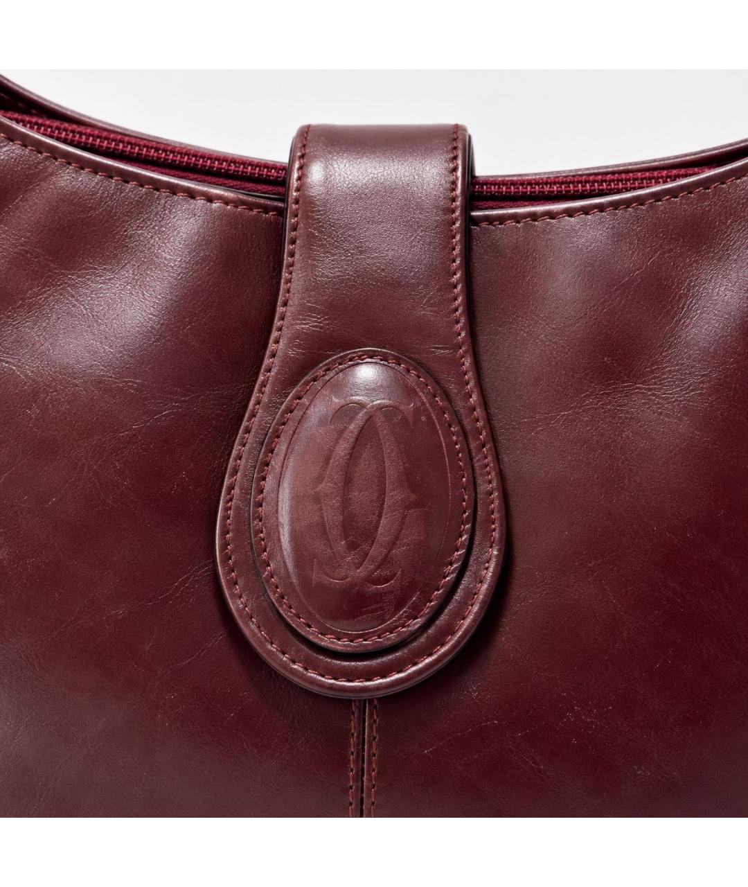 CARTIER Бордовая кожаная сумка через плечо, фото 3